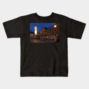 University, dusk, Coimbra, Beira Litoral, Centro Region, Portugal, Europe Kids T-Shirt